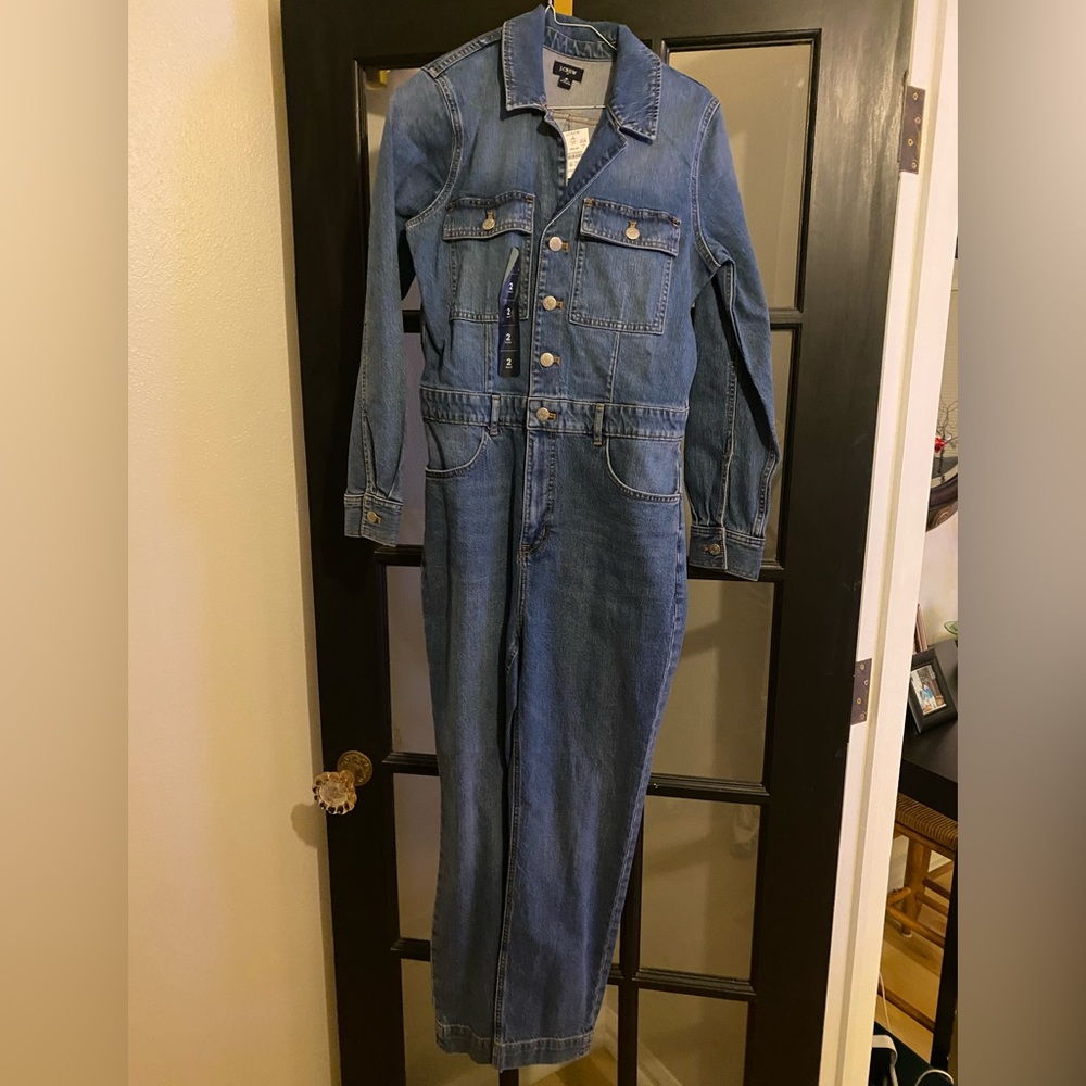 J Crew Denim Coveralls Utility Jumpsuit 4 Boilersuit Gorpcore Stretch BF898 NWT